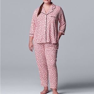 NWT SIMPLY VERA LIP PAJAMA SET, SZ M